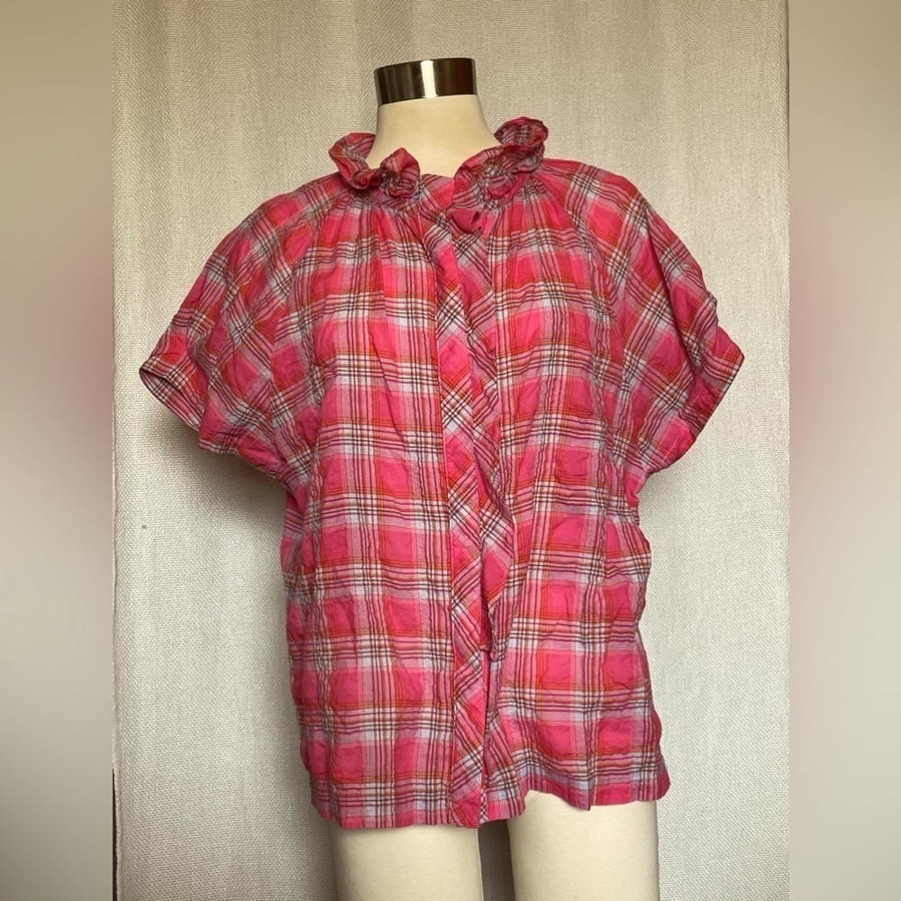 Finley bubble plaid top